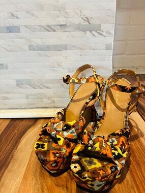Platform Ankle-Strap Heels in Yellow Floral Print- Circus by Sam Edelman